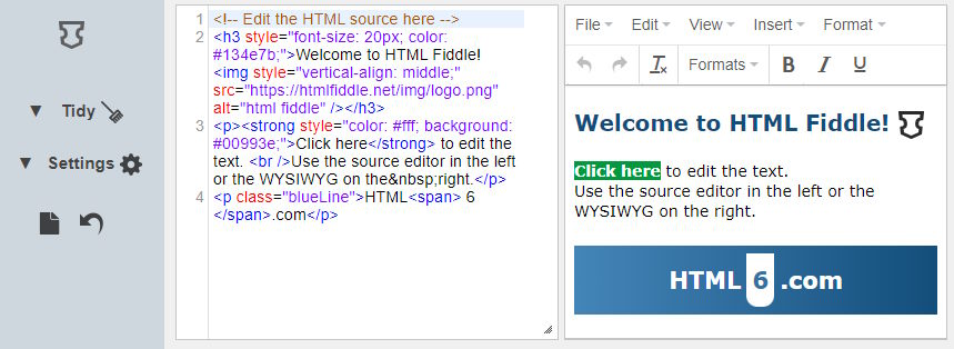 html fiddle online editor